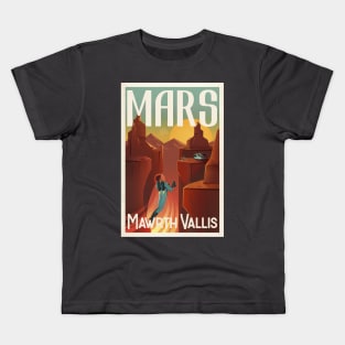 Mars Planet vintage travel poster Kids T-Shirt